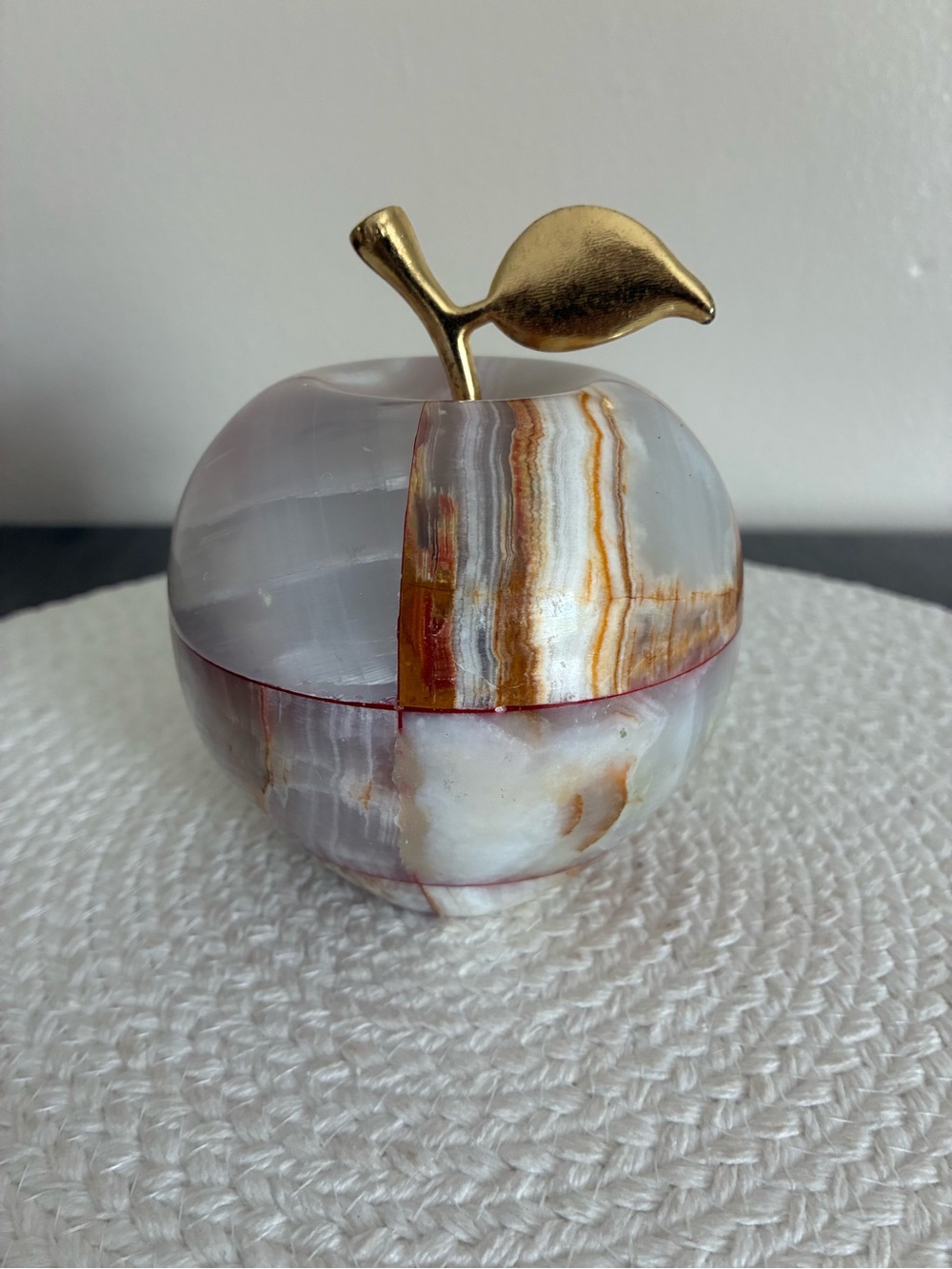 Gold-Leaf Onyx Apple Decorative Accent